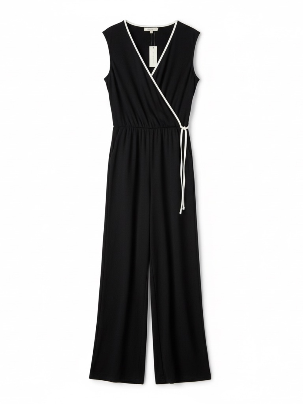 Annalee + Hope NWT Black White V-Neck Sleeveless Wide Leg Jumpsuit S - Picture 2 of 11